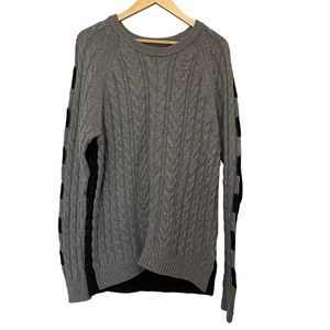 EUC Crosby & Howard Men's Merino Wool Crewneck Sweater, Braided, Duotone Gray, L